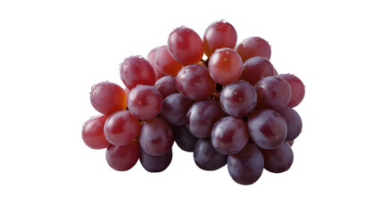 Fototapeta premium Transparent png of a cluster of fresh red grapes with water droplets isolated against a plain colored surface on transparent background