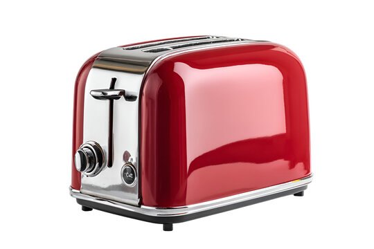 Shiny red retro toaster isolated on transparent background