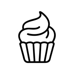 Cupcake Line Icon – Minimalist Sweet Dessert Outline with Cream