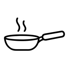 Simple Frying Pan Line Icon – Minimalist Cooking Utensil Outline