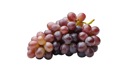 Transparent png of a bunch of red and purple grapes with some green stems isolated against a plain colored setting on transparent background