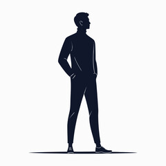 Vector silhouette of a man - Stylish Young Man Standing Pose Isolated Business Figure Illustration