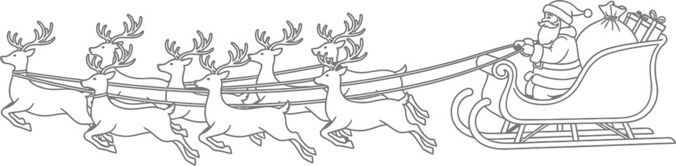 Santa claus riding in his sleigh pulled by reindeer on a christmas adventure