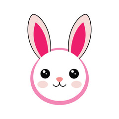 Cute Bunny Face Icon &ndash; Adorable Rabbit Cartoon Vector