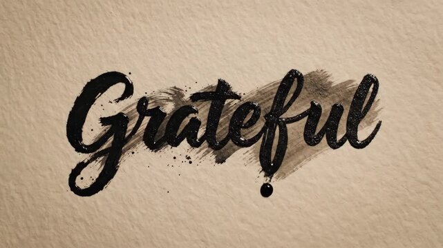 Hand writing letter g in calligraphy with brush and black ink on paper. Creative brush lettering for Thanksgiving card footage.
