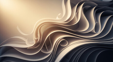 Luxurious Abstract Cream Wavy Layers with Warm Golden Light
A luxurious and elegant abstract background featuring dramatic, flowing, three-dimensional curved layers