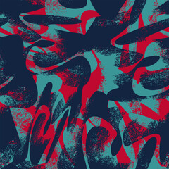 Abstract seamless pattern with grunge wave shapes