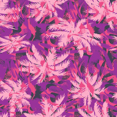 Seamless abstract pattern with grunge shapes and chaotic palms