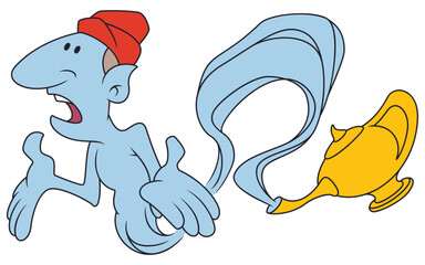 Genie from lamp. Funny people.