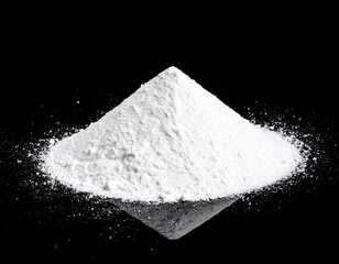 White Powder Pile on Black Background