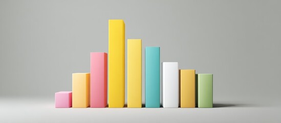 Colorful bar graph illustration against a gray backdrop, representing data trends