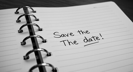 Open Notebook Reminder Saying Save the Date for an Event