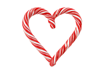 Sweet candy canes form a perfect heart shape, ideal for holiday and love themes