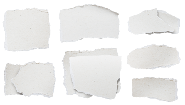 Set of empty  torn and ripped old paper pieces collection with rough texture and vintage empty brown cardboard labels. - Powered by Adobe