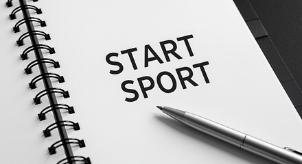 Start Sport Message on Open Notepad with Pen for Motivation