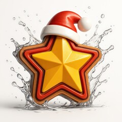 Star with Santa Hat and Water Splash christmas