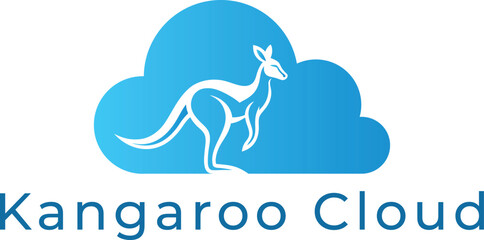 Kangaroo cloud logo design concept, modern cloud storage sign, digital hosting company identity illustration