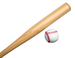  Wooden Baseball Bat and Ball on White Background, Classic Sports Equipment Isolated PNG” 