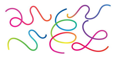 Colorful abstract wavy lines and swirls on a white background