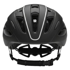 Fototapeta premium Black bicycle helmet with white stripe detail cycling