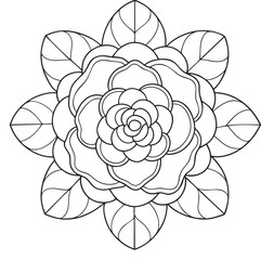 Camellia flower outline illustration for coloring book and decorative design