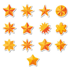 Obraz premium Yellow star set ,set of vector stars, gradient star set