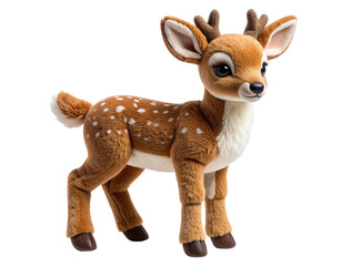 Realistic Stuffed Deer Toy with Soft Fur Texture, isolated on transparent background”