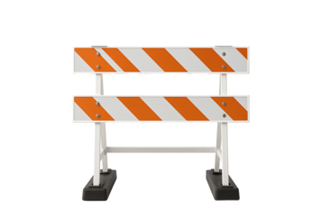 Orange and White Traffic Barrier, Detour and Roadwork Control Device, Clean Studio Shot