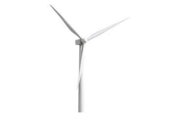 Single Modern Wind Turbine with Three Blades, Clean Energy and Renewable Power Concept, Isolated
