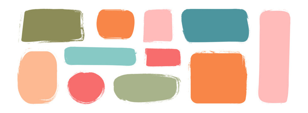 Crayon shape text box, color brush frame, kid doodle square, rectangle. Chalk highlight scribble border, grunge texture speech block. Pastel banner isolated on white bg. Abstract vector illustration