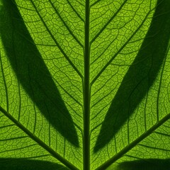 Obraz premium Intricate Leaf Vein Structure with Dark Shadows, Macro View