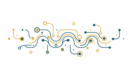 Abstract Digital Circuit Background. Flowing Network Connectivity Graphic with Modern Nodes.