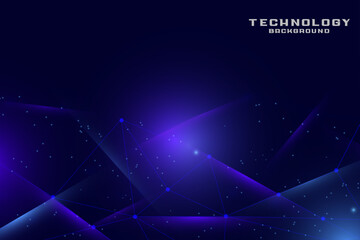 Futuristic Technology Background with Blue Digital Network Lights, Gradient Connection Background.