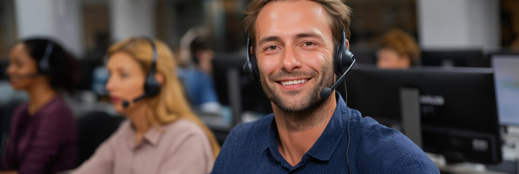 A cheerful call center employee engages with customers, highlighting the significance of communication, customer service, and professionalism in today’s fast-paced business environment.