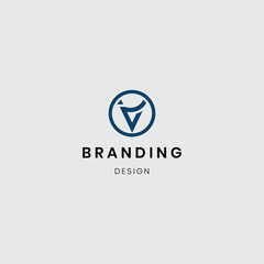 Branding alphabet letter v logotype templates