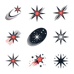 Fototapeta premium orange star set, unique style star set