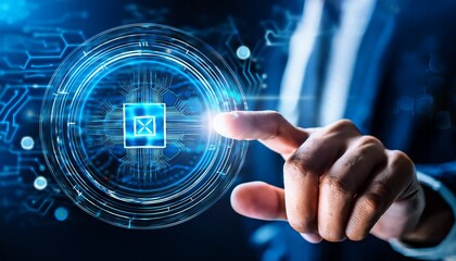 finger pressing ai button on digital screen symbolizing artificial intelligence automation and futuristic technology concepts