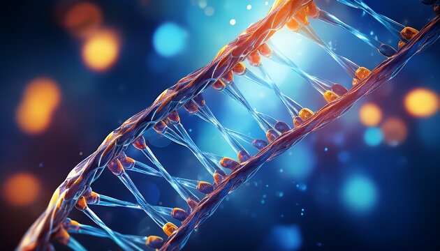 dna strand on blue background - Powered by Adobe