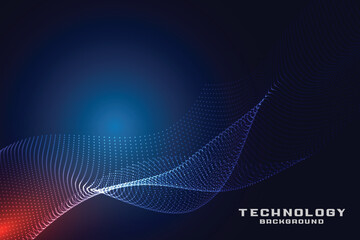 Blue digital wave technology background. Blue technology particle background.