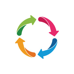 Colorful Circular Arrow Cycle Diagram for Process Flow and Recycling Concept