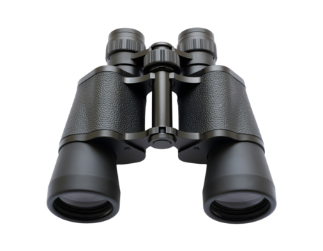 Black Binoculars with Textured Surface, Isolated