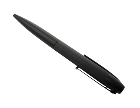 Matte Black Fountain Pen Placed Diagonally on Plain White Background, Minimal Isolated Object