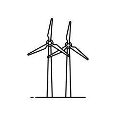Obraz premium Two Wind Turbines Silhouette — Renewable Energy Symbol, Eco Power Generation, Sustainable Energy Design