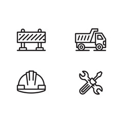 Construction site tools, safety gear, and vehicle