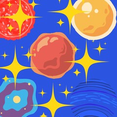 Background planet mars moon and stars