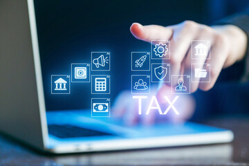Innovative tax solutions using artificial intelligence technology during a modern business presentation