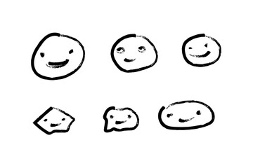 Naklejka premium Set of six handdrawn smiley faces