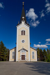 Old wooden church in Storuman, Lapland, northern Sweden