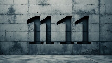 1111 Number Concrete Wall, Angel Number, Numerology, Repeating Numbers