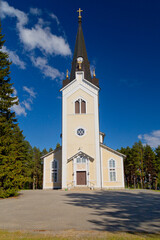 Old wooden church in Storuman, Lapland, northern Sweden